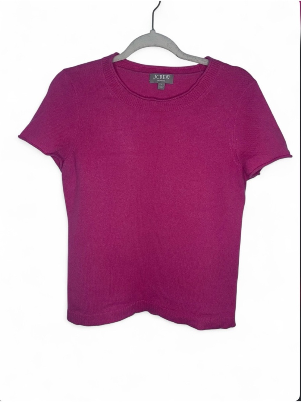 J. Crew Short-Sleeve Crewneck Top in Magenta